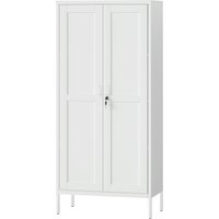 HOMCOM Armoire pour Bureau en Acier à 3 Étagères Réglables avec Serrure et 2 Clés, 80x40x175 cm, Blanc