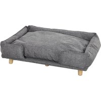 PawHut Canapé pour chien, sofa pour animal, lit pour animal, rembourrage amovible et lavable, Naturel+ Gris foncé