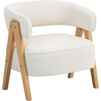 HOMCOM Bouclé fabric lounge chair, padded armchair, wide seat, ergonomic backrest, 70 x 64 x 71 cm, white | Aosom Ireland