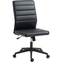 HOMCOM Chaise de Bureau Ergonomique et Réglable avec Dossier Incurvé, en Cuir PU et Acier, 58x53x97-107 cm, Noir