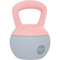 SPORTNOW Kettlebell 12 kg, Soft-Kettlebell mit Metallsandfüllung und rutschfestem Griff, für Training und Bodybuilding zu Hause, Fitnessstudio, Altrosa und Grau Aosom