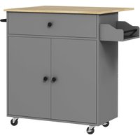 HOMCOM Kitchen trolley on wheels, Kitchen island with drawer adjustable shelf spice rack and towel holder gray | Aosom Ireland