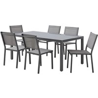 Ensemble table de jardin 6 personnes : Table + 6 chaises - Structure en aluminium - L180 x P 90 x H 72 cm - Gris anthracite