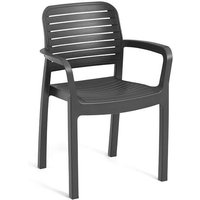 Allibert by KETER - Chloe - lot de 6 fauteuils de jardin - en résine aspect rotin tressé - gris graphite