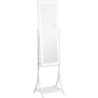 HOMCOM Full Length Dressing Mirror with LED Lights, Adjustable Colour Temperature, Storage Shelf, Ideal for Outfit Checks Aosom UK