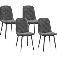 HOMCOM Dining chairs, 4-piece set kitchen chairs with backrest, velvet-look upholstered chairs with metal legs, for dining table, gray | Aosom Ireland