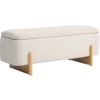 HOMCOM Storage stool with storage, Bench with foam padding, Linen-look, 111 x 44 x 44.5 cm, Cream White | Aosom Ireland