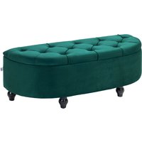 HOMCOM Storage stool with storage, storage trunk, upholstered, soft-close lid, velvet look, 120 x 46 x 42 cm, Dark gray | Aosom Ireland