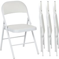 HOMCOM 4-piece Set Folding Chairs, Portable Office Chairs, Metal Legs, Foldable Chair for Office, Reception, Waiting Room, Faux Leather, White | Aosom Ireland