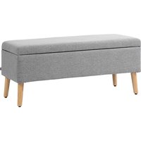 HOMCOM Upholstered Storage Bench, Linen-Look Cover, Rubberwood Legs, up to 220 kg, 110 x 39 x 45 cm, Gray | Aosom Ireland