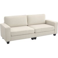 HOMCOM 3-seater sofa with corduroy cover, living room sofa with coil springs, up to 400 kg, 227 x 84 x 87 cm, Cream white | Aosom Ireland