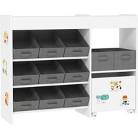 AIYAPLAY AIYAPLAY Aufbewahrungsregal für Kinder für Spielzeug und Bücher, mit 11 Vliesstoff-Aufbewahrungskörben und einem Schrank auf Rollen, für Kinderzimmer, Wohnzimmer, Spielzimmer, 105 x 30 x 80 cm, weiß