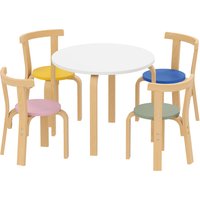AIYAPLAY Tisch- und Stuhlset für Kinder 3-8 Jahre, 5-tlg., mit abgerundeten Kanten und bunten Oberflächen, Kindertisch und Stühle aus mehrfarbigem Holz Aosom