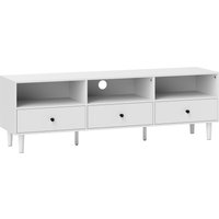 HOMCOM TV cabinet, TV stand for 190.5 cm screens, 3 open compartments, 3 drawers, particleboard, white | Aosom Ireland