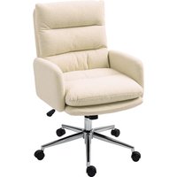 HOMCOM Office Chair, Desk Padded Chair, Tilt Function, Swivel, Rolling, Cream White | Aosom Ireland