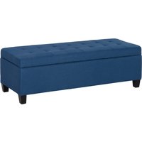 HOMCOM Storage bench with storage, Ottoman, Hallway bench, Button tufting, 125.1 cm x 48.9 cm x 41.3 cm, Blue | Aosom Ireland