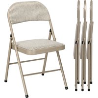 HOMCOM Set of 4 folding chairs, portable office chairs, steel legs, folding chair for office, reception, waiting room, linen-look Beige | Aosom Ireland