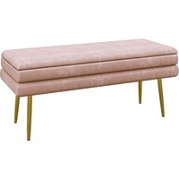 HOMCOM Upholstered Bench with Storage, Steel, 100 x 37.5 x 42 cm, Pink | Aosom Ireland