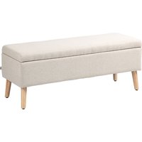 HOMCOM Storage bench with storage, up to 220 kg, linen look, 110x39x45 cm, Beige | Aosom Ireland