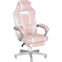 HOMCOM Gaming chair with footrest, head & lumbar cushions, swivel, height-adjustable, Pink | Aosom Ireland