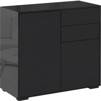 HOMCOM Storage cabinet with 2 drawers, 2 doors, with anti-tip, for living room, bedroom, 79 x 36 x 74 cm, Black | Aosom Ireland