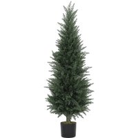 HOMCOM Cypress Artificial Plant, 638 Plastic Leaves, with Pot, UV-Resistant, Green | Aosom Ireland