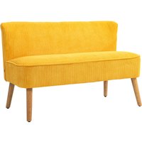 HOMCOM 2-Seater Sofa, elegant Scandi design, solid wood frame, up to 150 kg, 117 x 56.5 x 77 cm, Yellow | Aosom Ireland