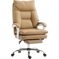 HOMCOM Ergonomic Office Chair with Lumbar Support, Foldable Armrests, Footrest Light Brown | Aosom Ireland
