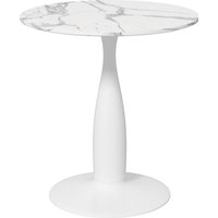 HOMCOM Round dining table, powder-coated steel, MDF with melamine, non-slip feet, 70 x 74 cm, White | Aosom Ireland