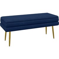 HOMCOM Bench, Upholstered Bench with Storage, Steel, 100 cm x 37,5 cm x 42 cm, Blue | Aosom Ireland