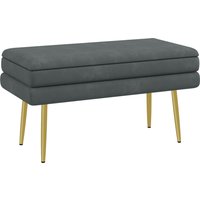 HOMCOM Bench Upholstered bench, with storage, Steel, 79.5 cm x 37.5 cm x 43 cm, Dark gray | Aosom Ireland