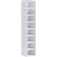 HOMCOM 8-Tier Shoe Rack, Shoe Cabinet, Foldable, Ventilated Back, Plastic, White | Aosom Ireland