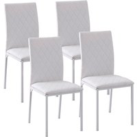 HOMCOM Dining chairs 4-pack, kitchen chair with backrest, faux leather, living room chair with foot pad, chairs, padded chair with metal legs for dining table, white | Aosom Ireland