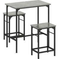 HOMCOM Bar Table Set Bar Table with Bar Stool Set Dining Table with 2 Chairs with Non-Slip Foot Pads Gray | Aosom Ireland