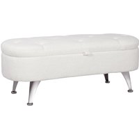HOMCOM Storage Bench with Lid and Metal Legs for Living Room, Bedroom, Hallway, White | Aosom Ireland