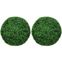 HOMCOM Set of 2 Boxwood Balls, Artificial Plants, Indoor Plant with UV Protection, Decorative Plant, for Indoor, Outdoor, Green | Aosom Ireland