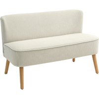 HOMCOM 2-seater sofa, soft padding, easy-care cover, up to 150 kg load capacity, 117 x 56,5 x 77 cm, Cream white | Aosom Ireland
