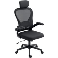 HOMCOM Office chair Ergonomic desk chair with flip-up armrests, adjustable lumbar support Black | Aosom Ireland