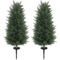 HOMCOM 2-Piece Artificial Plant Set, Artificial Cypresses with 831 Leaves Each, Versatile, Green | Aosom Ireland
