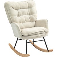 HOMCOM Rocking chair, wide seat, high backrest, beech wood frame, up to 120 kg, Beige | Aosom Ireland