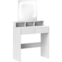 HOMCOM Dressing Table with Mirror and LED Lights, Vanity Table with Drawers, Compartments, Colour Lighting for Women and Girls, White Aosom UK