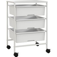 HOMCOM Side cart with wheels, 3 baskets for transport and storage, kitchen cart, 40.8L x 33.5W x 60.5H cm, White | Aosom Ireland