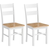 HOMCOM 2-Piece Set Kitchen Chairs, Rubberwood, Curved Slatted Back, White | Aosom Ireland