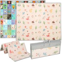 AIYAPLAY Foldable Reversible Padded Baby Mat 176.5x148x1 cm XPE Baby Activity Mat Waterproof Multicolor | Aosom Ireland