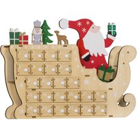 HOMCOM Calendario dell'Avvento in Legno con 24 Cassetti da Riempire, Riutilizzabile, 22,5x8x36 cm Legno Naturale Aosom Italy