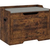 HOMCOM Aufbewahrungsbank 103L, multifunktionale Truhe mit waschbarem Sitzkissen, Aufbewahrungsbank aus Holz für Flur, Diele, Schlafzimmer, Wohnzimmer, 75x40x56 cm, Braun Aosom