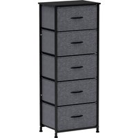 HOMCOM Kommode 5 Schubladen Aufbewahrung faltbare Stoffschubladen - schwarze Stahlkonstruktion - 45 x 30 x 116 cm dunkelgrau Aosom