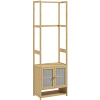HOMCOM HOMCOM Garderobe mit Schrank, Bambus-Kleiderständer mit Schuhfach, Kleiderstange, verstellbares Fach, für Eingang, Flur, Schlafzimmer, 53x31x168 cm, Natur Aosom