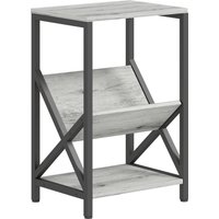 HOMCOM Schmaler Beistelltisch, Endtisch mit 3-stufigem Stauraum, V-förmiges Zeitungsfach, Stahlgestell, industrieller Couchtisch für Wohnzimmer & Schlafzimmer, 40 x 30 x 61 cm, dunkelgrau Aosom