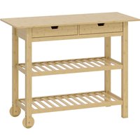 HOMCOM Bamboo Kitchen Cart with 2 Drawers, 2 Slatted Shelves and 2 Wheels, 100x43x75 cm, Wood | Aosom Ireland